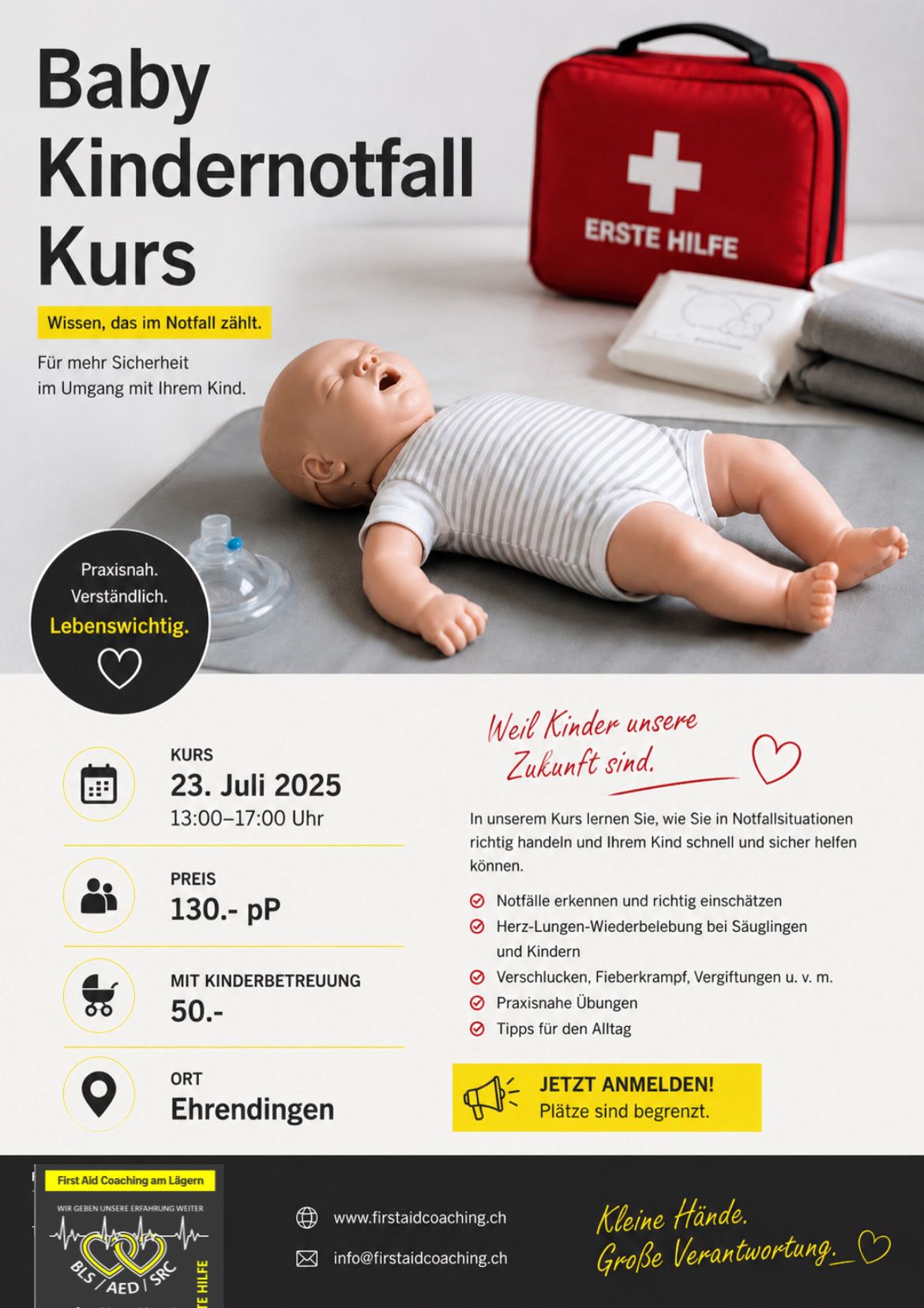 Baby Kindernotfall Kurs Flyer